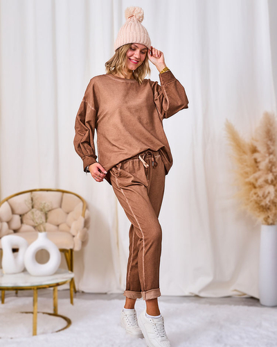 Royalfashion Dámska mikinová súprava Casual camel