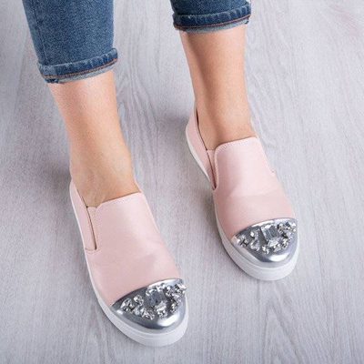 OUTLET Ružové slip on s ozdobnou špičkou Theodara - Obuv