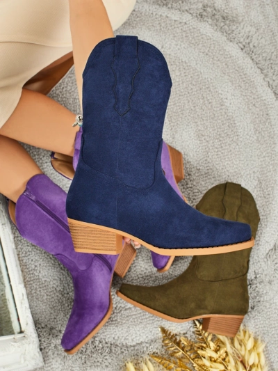 Ženski kavbojski škornji iz eko semiša SpireHush