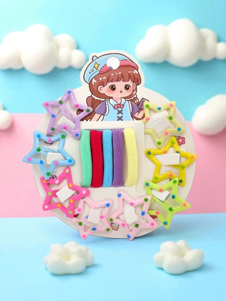 Sada farebných sponiek a gumičiek do vlasov pre deti