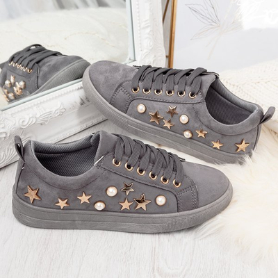 Szare tenisówki z ozdobami Jasan - Obuwie