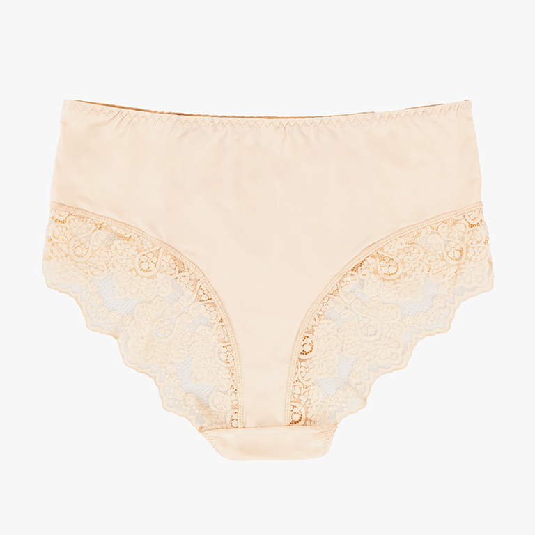 Béžové dámske nohavičky s čipkou PLUS VEĽKOSŤ - Spodná bielizeň