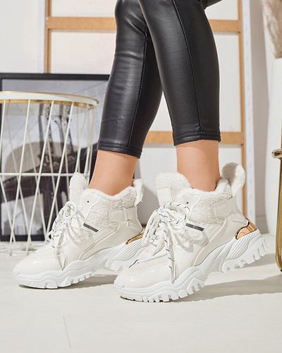 Biela dámska športová obuv s kožušinou Sagglo- Obuv