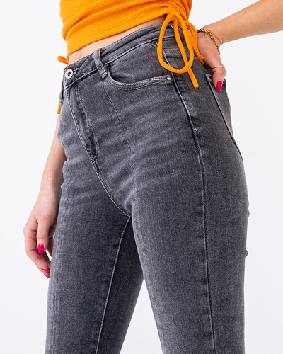 Tmavosivé rovné dámske rifle - Oblečenie