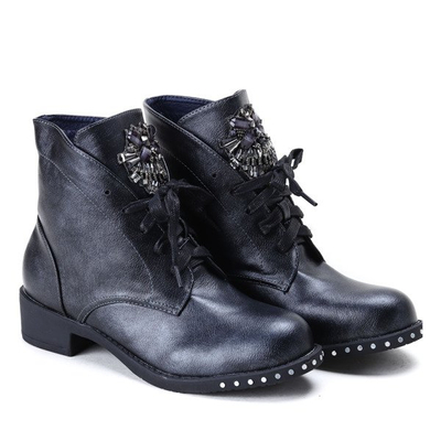 Grafitowe workery z ozdobą Haven- Obuwie