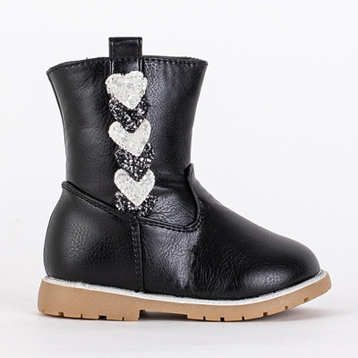 Čierne dievčenské čižmy s ozdobným zvrškom Nokimi-Shoes