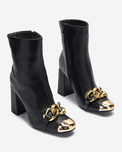 OUTLET Čierne dámske čižmy na stabilnej podpere Elero- Obuv