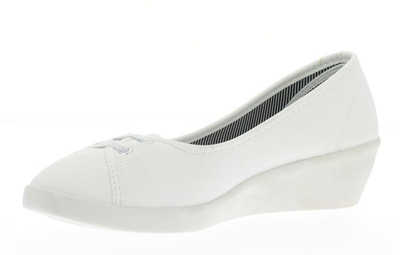 Białe balerinki na koturnie  - Obuwie