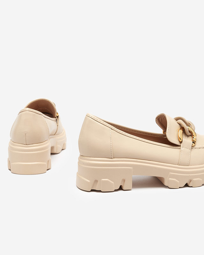 Béžové dámske topánky s hrubou podrážkou so zdobením Simero - Obuv