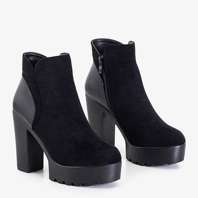 Čierne členkové topánky na vyššom stĺpiku Chofa - Obuv