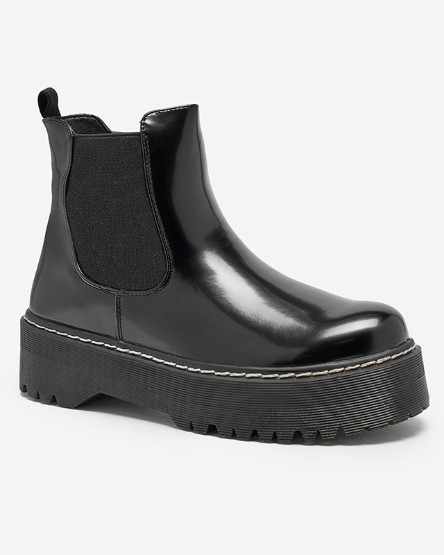 Čierne dámske čižmy na hrubšej podrážke Mallitt- Obuv