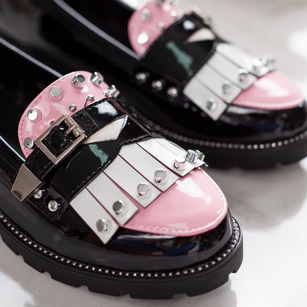 Čierne mokasíny s ozdobami Gwadalaha - Obuv