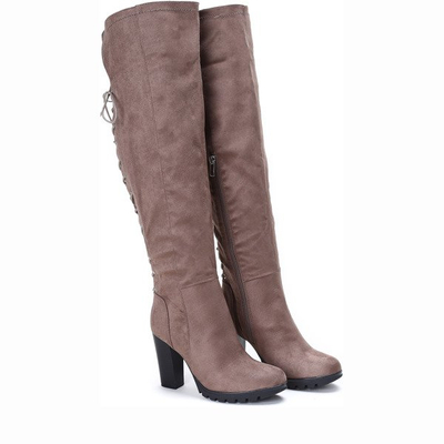 Brązowe botki na słupku Forever Young - Obuwie