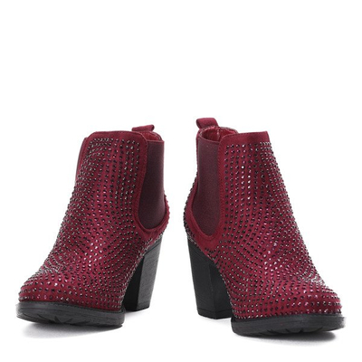 Bordowe botki z cyrkoniami Celine - Obuwie