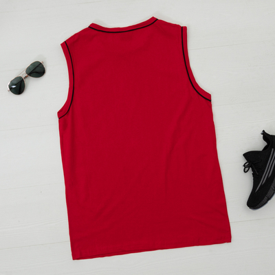 Bavlnená červená pánska košeľa bez rukávov - Oblečenie