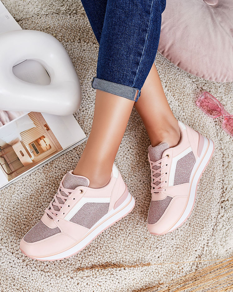 Ružové dámske športové tenisky s trblietkami Berilan - Obuv