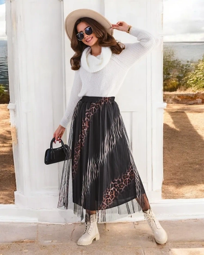 Royalfashion Vzorovaná ženská midi sukňa s tutu