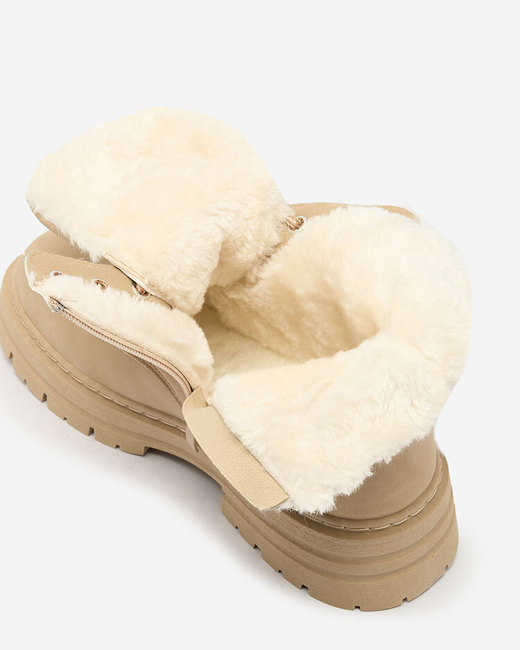 Royalfashion Béžové dámske zateplené trapperské čižmy Radoras