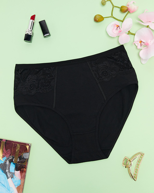 Čierne dámske bavlnené nohavičky PLUS SIZE- Spodná bielizeň