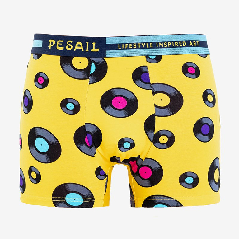 Pánske boxerky so vzorom zo žltej bavlny - Spodná bielizeň