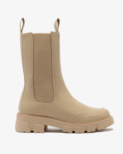 Royalfashion Dámske vysoké čižmy v béžovej farbe Adiofa