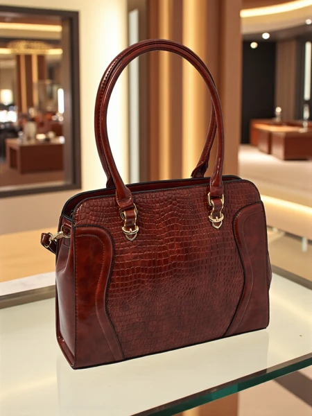 Ženska shopper torbica iz eko usnja z reliefom Iron Lace