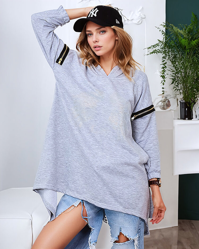 Royalfashion Šedá dámska oversized mikina so zipsami