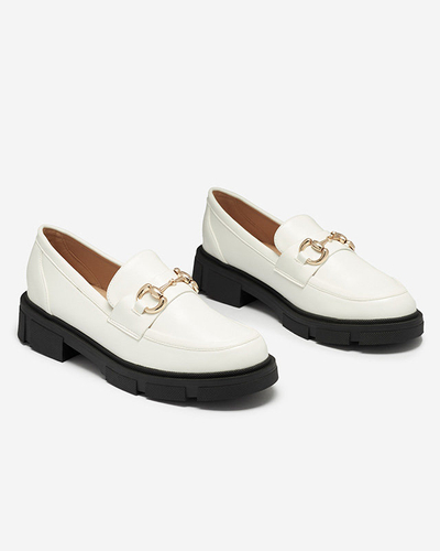 OUTLET Biele dámske poltopánky s ozdobou na priehlavku Veteca - Obuv