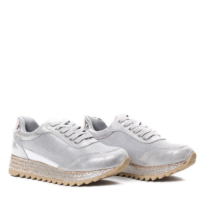 Srebrne, sportowe buty Wendy- Obuwie
