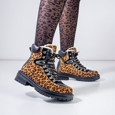 Leopardie topánky s potlačou izolované z kabátu z ovčej kože Dori - Obuv