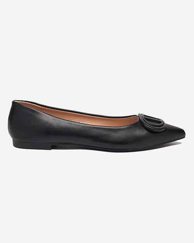 Dámske čierne špicaté balerínky s ozdobou na špičke Manico - Footwear