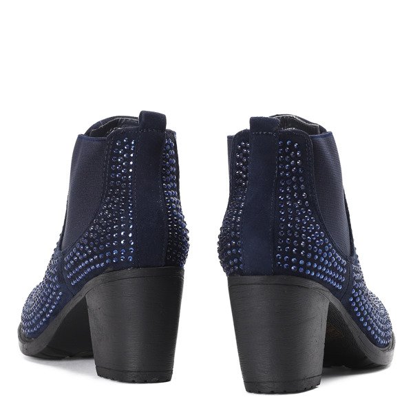 Granatowe botki z cyrkoniami Celine - Obuwie
