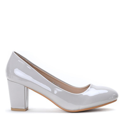 Szare czółenka na słupku Skyler- Obuwie