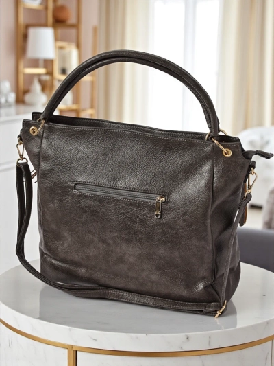 Ženska usnjena torba Artemida Vera – siva eleganca in funkcionalnost