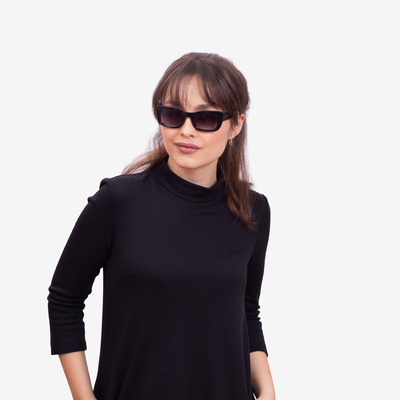 Dámske čierne tenké slnečné okuliare - doplnky