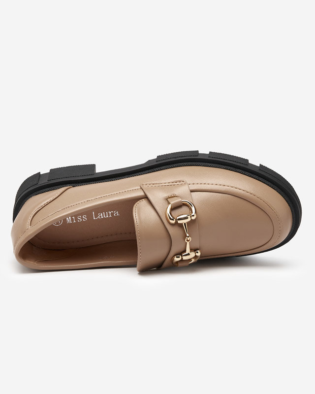 OUTLET Svetlohnedé dámske topánky s ozdobou na nose Veteca - Obuv