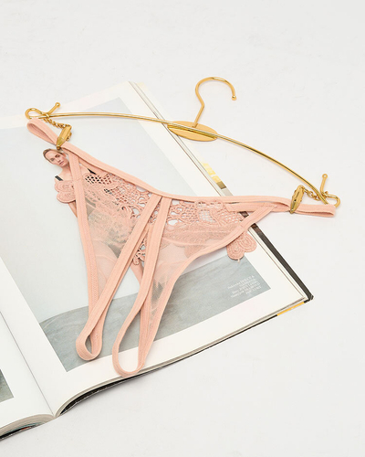 Royalfashion Čipkované dámske tangá v béžovej farbe