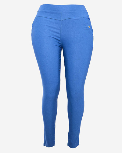 Modré dámske tegingové nohavice PLUS SIZE- Oblečenie