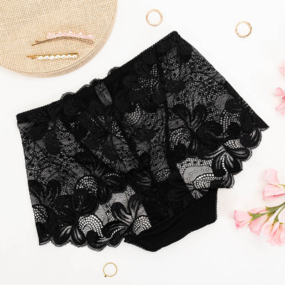 Čierne čipkované nohavičky pre ženy PLUS VEĽKOSŤ - Spodná bielizeň