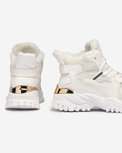 Biela dámska športová obuv s kožušinou Sagglo- Obuv