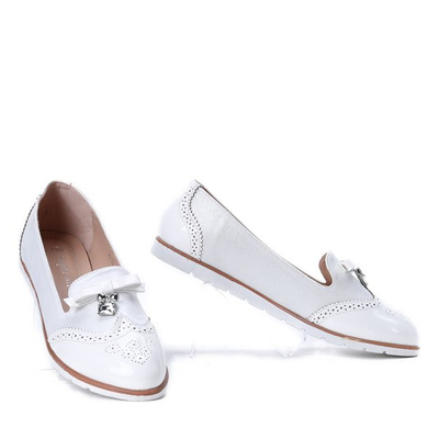 Białe mokasyny z cyrkonią Louise - Obuwie