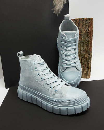 Svetlomodré dámske šnurovacie športové topánky a'la sneakers Netara - Obuv
