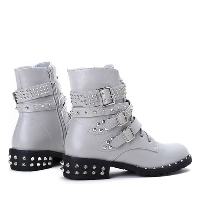 Szare workery z ćwiekami Stephanie - Obuwie