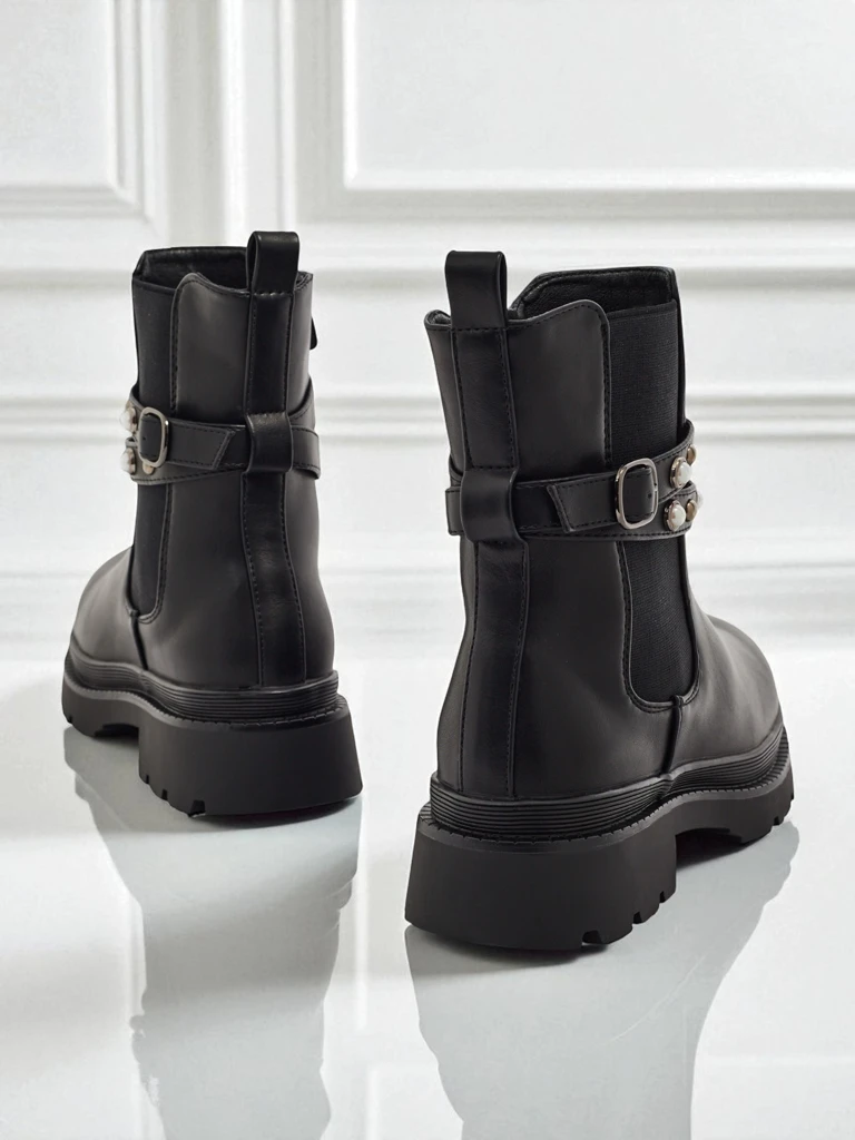 Visoki ženski gležnarji iz eko usnja Pearl Mist