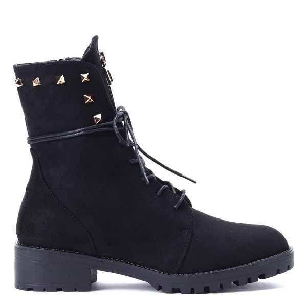 Czarne workery z ćwiekami Mai- Obuwie