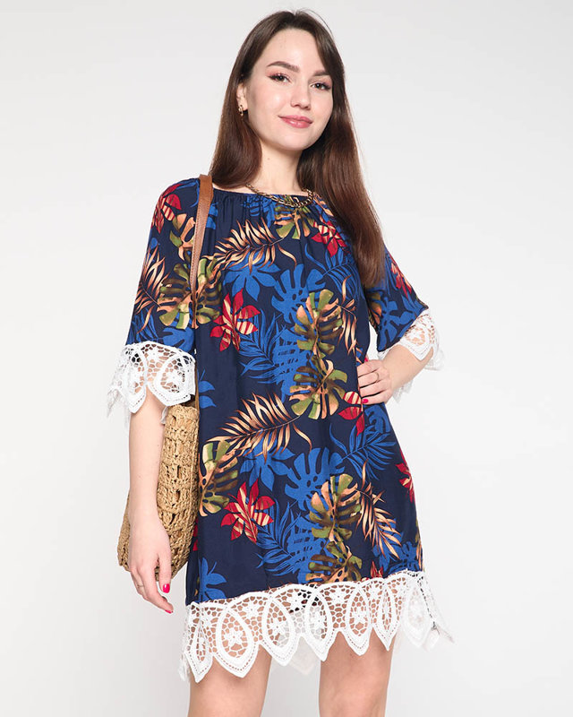 Dámska tunika v námorníckej modrej s listami - Oblečenie