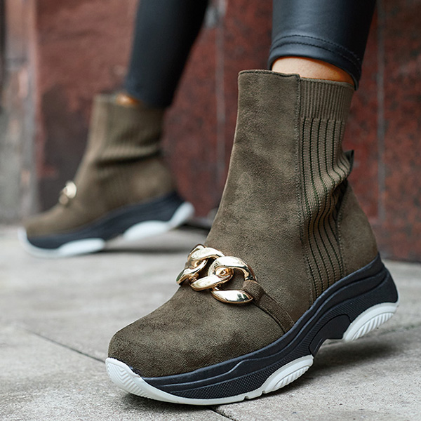 Dámske zelené zateplené čižmy z eko-semišu Cuzitta- Obuv