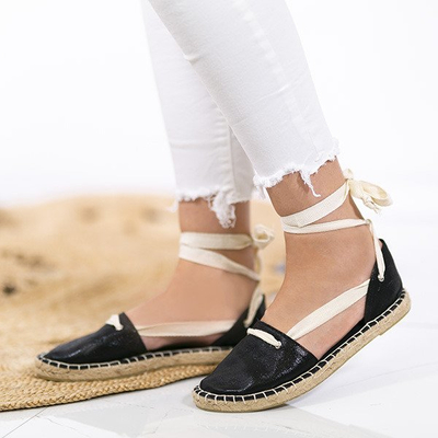 Čierne espadrilky s ozdobnou väzbou Clarissa - Obuv