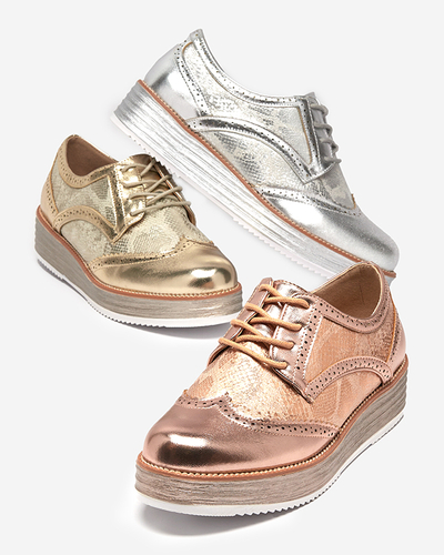 OUTLET Strieborné dámske poltopánky s vložkami a'la hadia koža Fin - Obuv