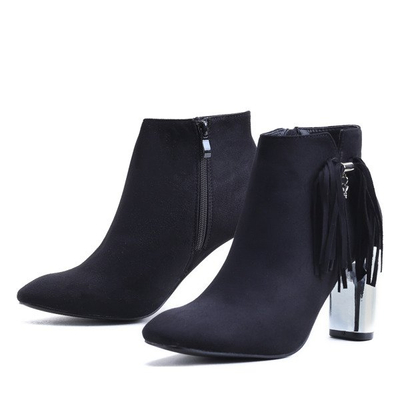 Czarne botki z frędzelkami Rachael - Obuwie